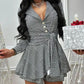 Houndstooth Print Tied Detail Romper