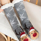 1Pair Christmas Reindeer Snowflake Cartoon Slogan Knit Thermal Socks
