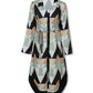 Geo Print Long Sleeve Asymmetrical Shirt Dress