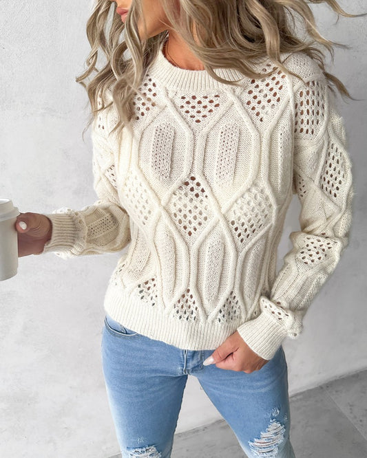 Mock Neck Hollow out Knit Sweater