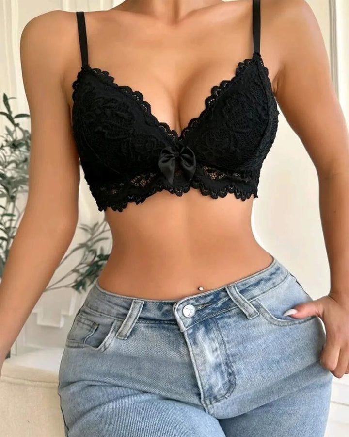 Embroidery Butterfly Decor Lace Bralette