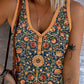 Tribal Floral Print Buttoned Casual Tank Top