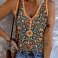 Tribal Floral Print Buttoned Casual Tank Top