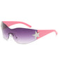 1Pair Trendy Shield Wrap Around Sunglasses Fashion Rimless Eyewear