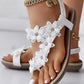 Floral Pattern Toe Ring Slingback Beach Sandals