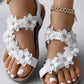 Floral Pattern Toe Ring Slingback Beach Sandals