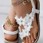 Floral Pattern Toe Ring Slingback Beach Sandals