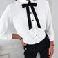 Tied Detail Buttoned Long Sleeve Top