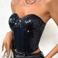 Allover Sequin Bandeau Corset Top