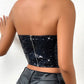 Allover Sequin Bandeau Corset Top