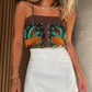 Tropical Print Square Neck Tied Detail Cami Top