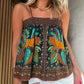 Tropical Print Square Neck Tied Detail Cami Top