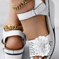 Hollow Out Floral Pattern Ankle Strap Wedge Sandals