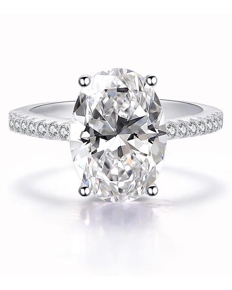 Oval Shaped Rhinestone Decor Ring