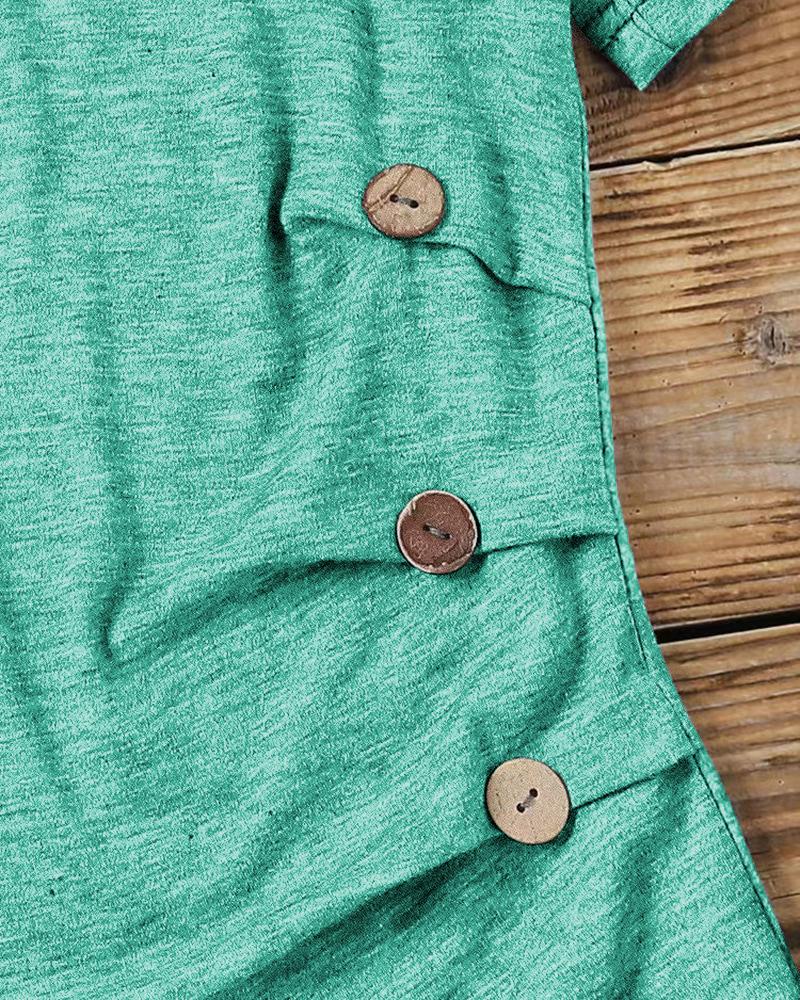 Cold Shoulder Buttoned Ruched T shirt
