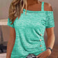 Cold Shoulder Buttoned Ruched T shirt
