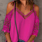 Contrast Lace Cold Shoulder Top