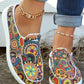 Tribal Floral Print Slip On Casual Loafers