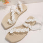 Lace Floral Pattern Toe Ring Summer Beach Sandals