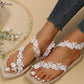 Lace Floral Pattern Toe Ring Summer Beach Sandals