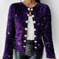 Colorful Allover Sequin Buttoned Coat