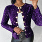 Colorful Allover Sequin Buttoned Coat