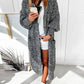 Color Block Chunky Knit Lantern Sleeve Longline Knit Cardigan