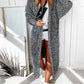 Color Block Chunky Knit Lantern Sleeve Longline Knit Cardigan
