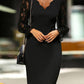 Contrast Lace Long Sleeve Casual Dress