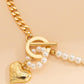 1pc Pearls Decor OT Toggle Heart Pendant Necklace