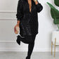 Plus Size Long Sleeve Allover Sequin Shirt Dress