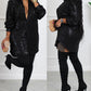 Plus Size Long Sleeve Allover Sequin Shirt Dress