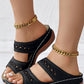 Hollow Argyle Embroidery Wedge Sandals