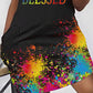 Plus Size Grateful Thankful Blessed Ink Splash Print Casual Dress