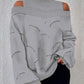 Cold Shoulder Lantern Sleeve Hollow Out Knit Sweater
