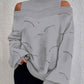 Cold Shoulder Lantern Sleeve Hollow Out Knit Sweater