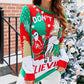 Christmas Santa Claus Reindeer Letter Pattern Pom Pom Sweater