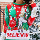 Christmas Santa Claus Reindeer Letter Pattern Pom Pom Sweater