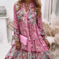Ditsy Floral Paisley Print Bell Sleeve Casual Dress