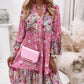 Ditsy Floral Paisley Print Bell Sleeve Casual Dress