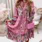 Ditsy Floral Paisley Print Bell Sleeve Casual Dress