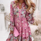 Ditsy Floral Paisley Print Bell Sleeve Casual Dress