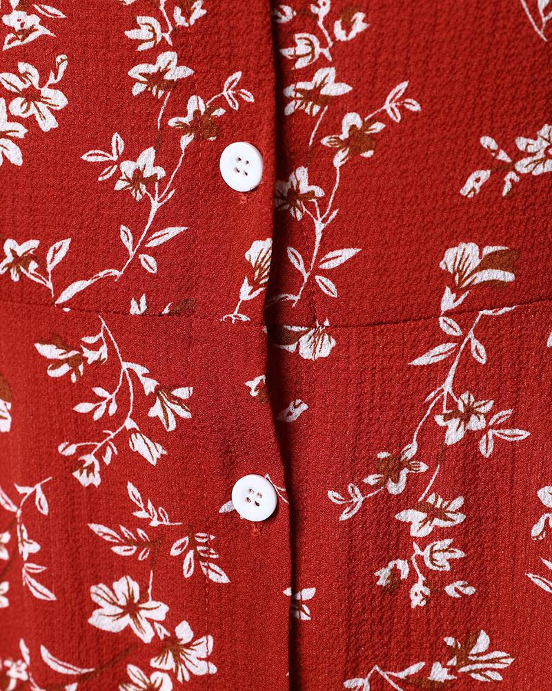 Ditsy Floral Print Slit Casual Dress