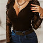 Metallic Sheer Mesh Puff Sleeve Ribbed Top