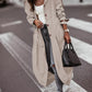 Buttoned Wheat Textured Cargo Trench Coat