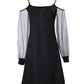 Glitter Contrast Mesh Cold Shoulder Casual Dress