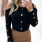 Cold Shoulder Buttoned Long Sleeve Top