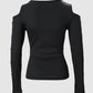 Cold Shoulder Buttoned Long Sleeve Top