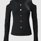 Cold Shoulder Buttoned Long Sleeve Top