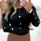 Cold Shoulder Buttoned Long Sleeve Top